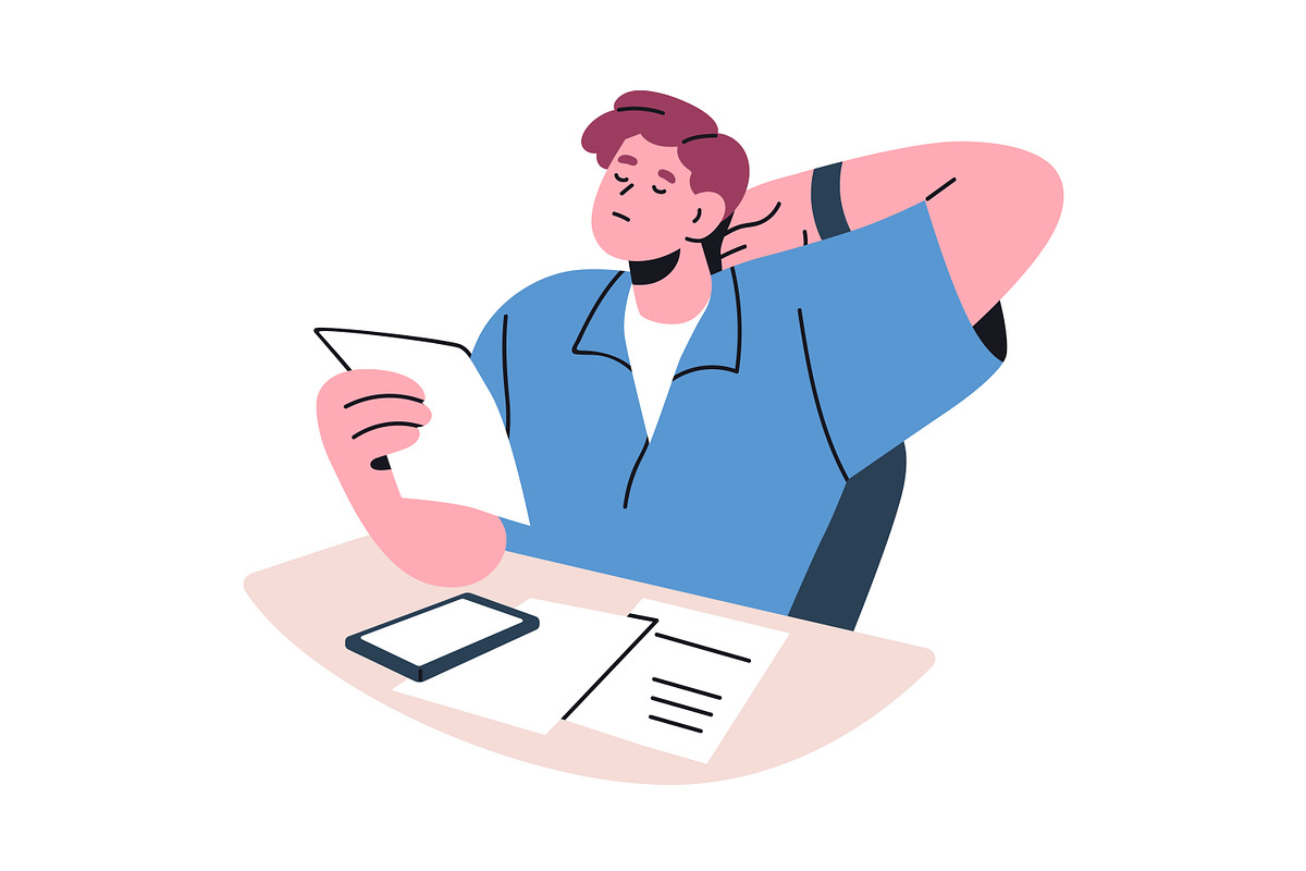 Tired people work at desk set, a Person Illustration by Good Studio (Photo 3 of 9)
