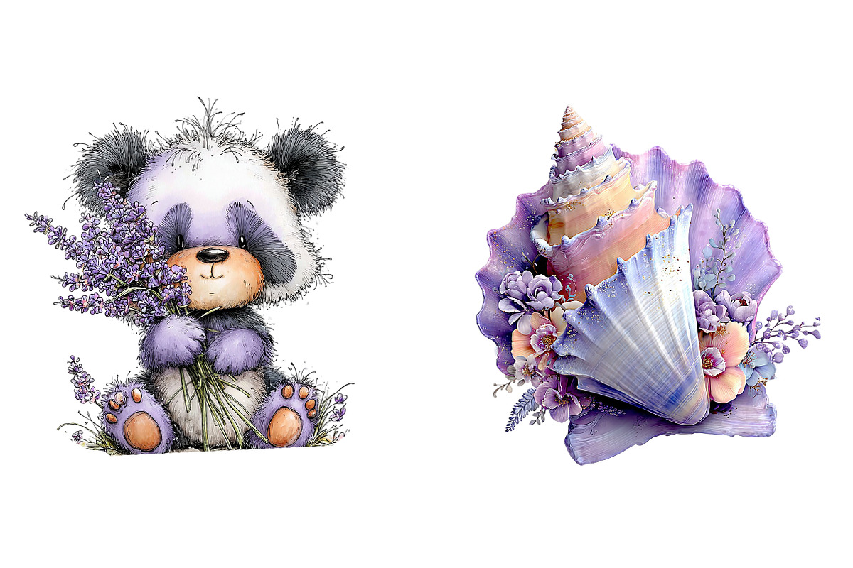 Whimsical spring panda clipart, an Illustration by SinaCreation (Photo 4 of 11)