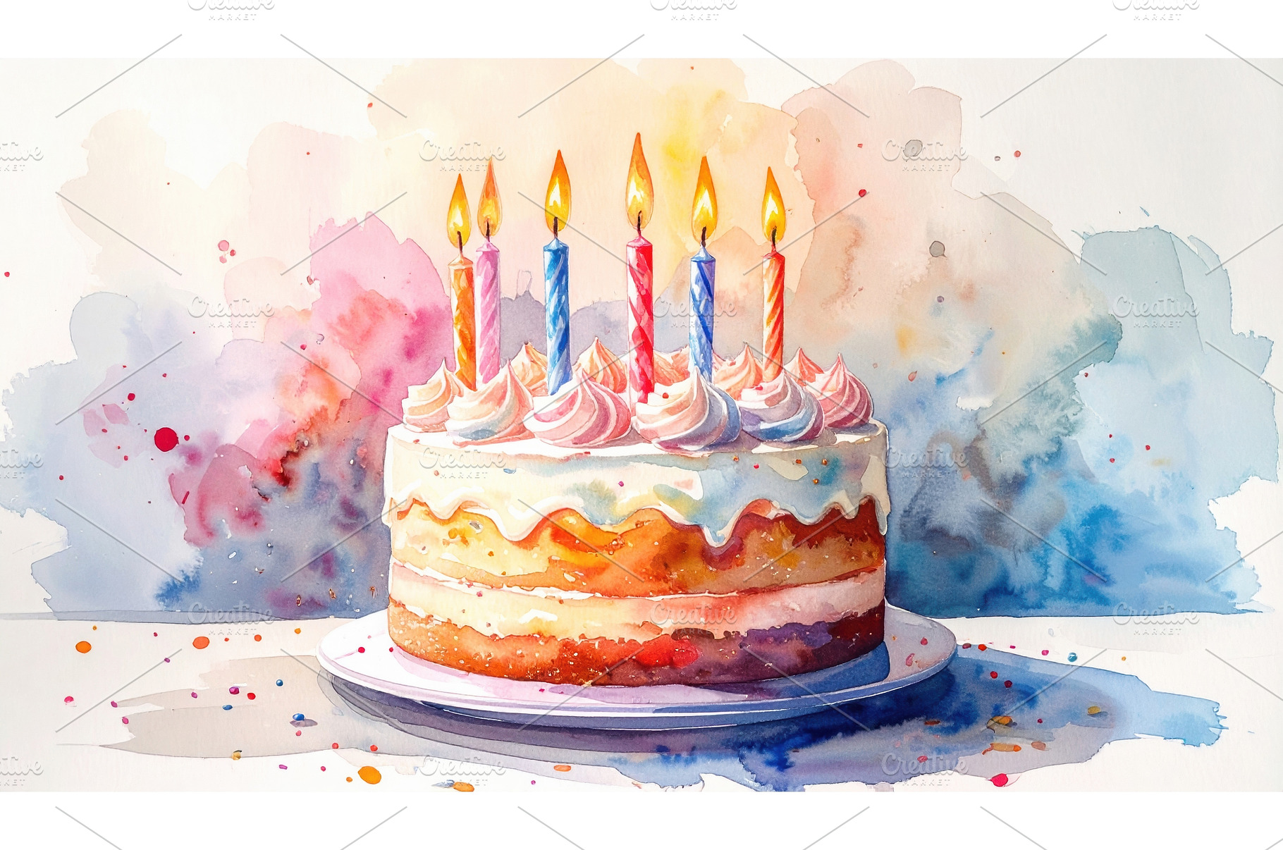 Festive birthday cake with colorful, a Holiday Photo by Igor Tichonow