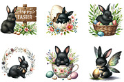 Cute Black Easter Bunny Clipart, an Illustration by DreamArtGraphic (Thumbnail 3 of 4)