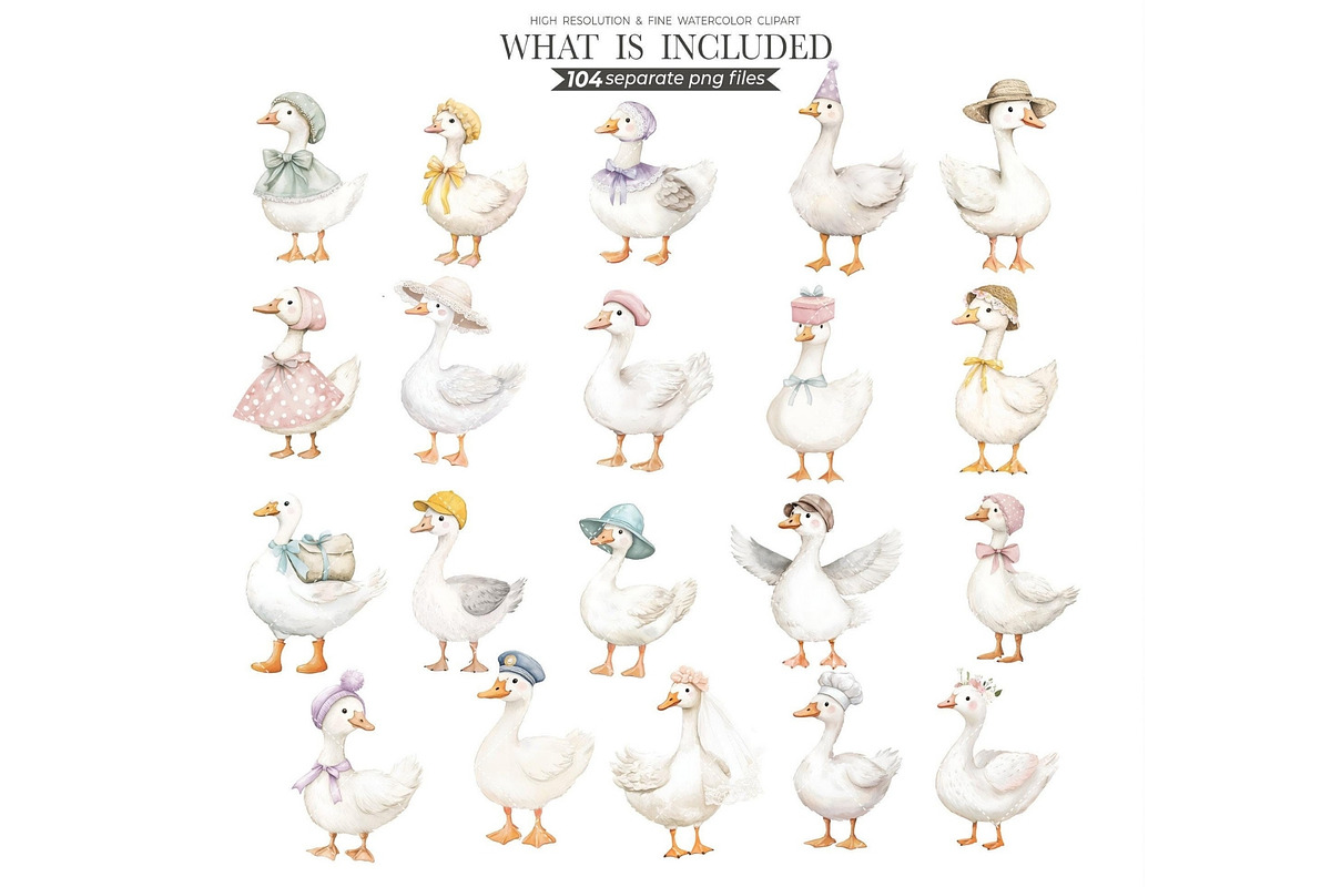 Silly Goose Spring Watercolor, an Illustration by CharmClipArt (Photo 4 of 9)