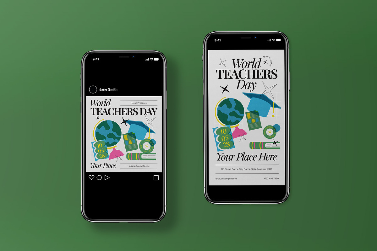 Gray World Teacher Day Flyer Set, a Flyer Template by graphicook (Photo 3 of 3)