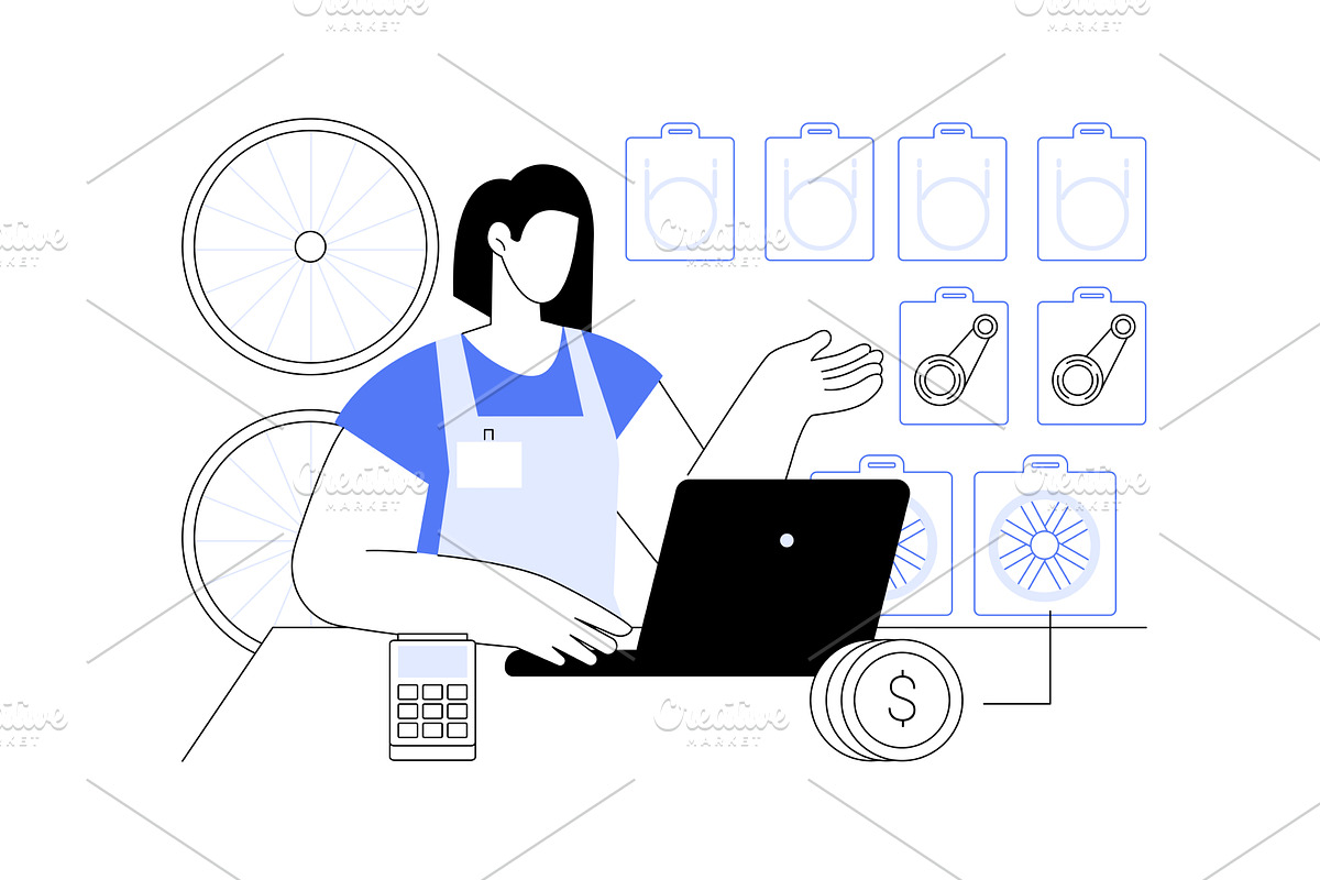 Sell bike accessories isolated, an Illustration by Visual Generation