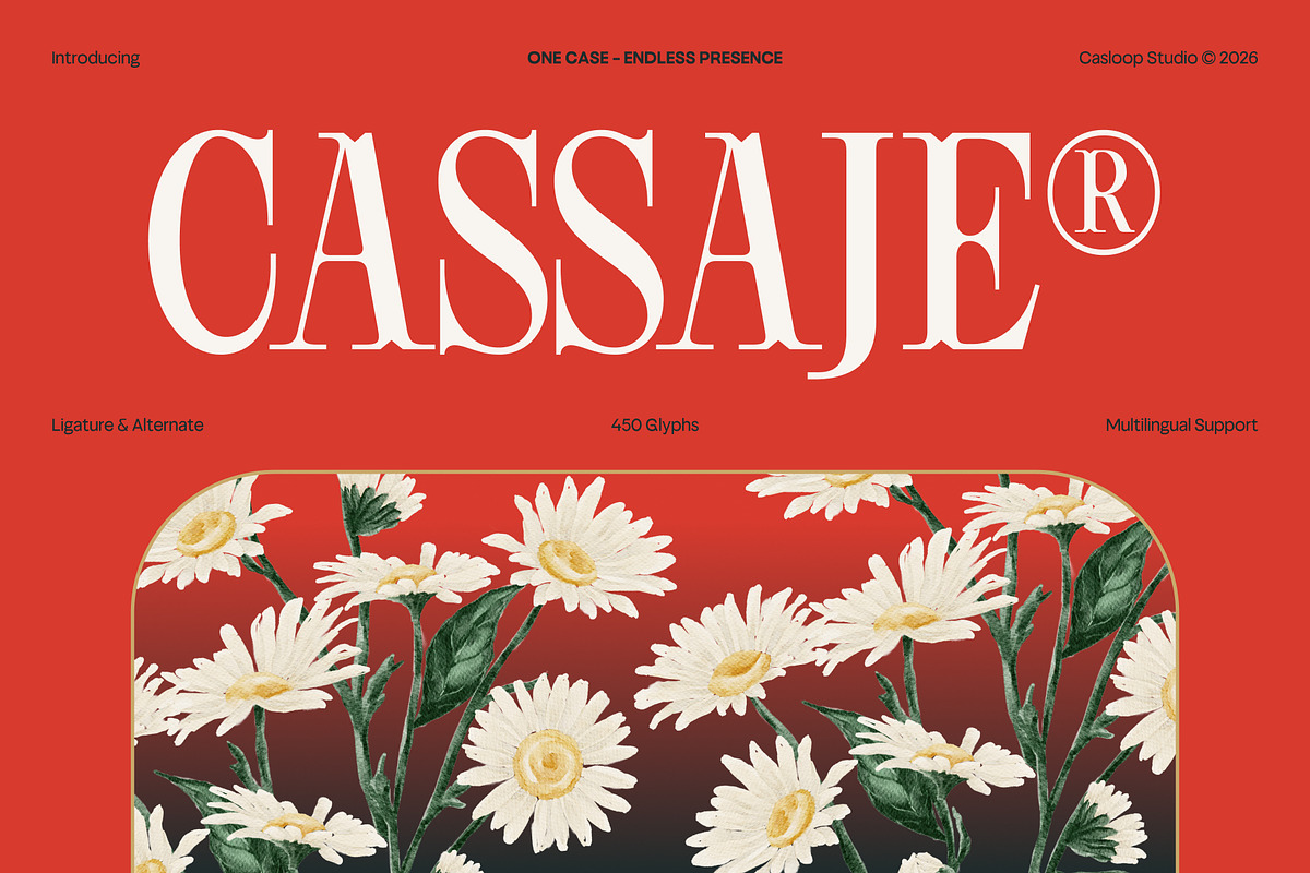 Cassaje – One Case Endless Presence, a Serif Font by Casloop Studio (Photo 1 of 10)