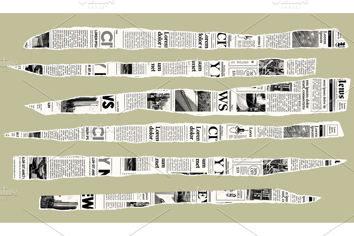 Trendy torn newspaper pieces, a Texture Illustration by Zimages