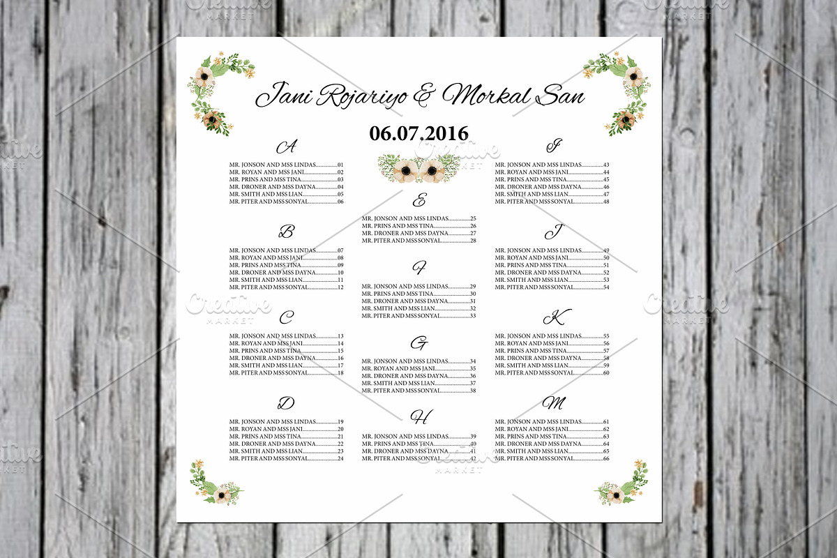 Wedding Seating Chart Template, a Stationery Template by retrographix (Photo 2 of 2)