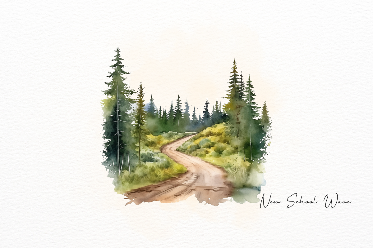 Mountain Scene Watercolor Clipart, a Wallpaper Graphic by New-School-Wave (Photo 3 of 5)