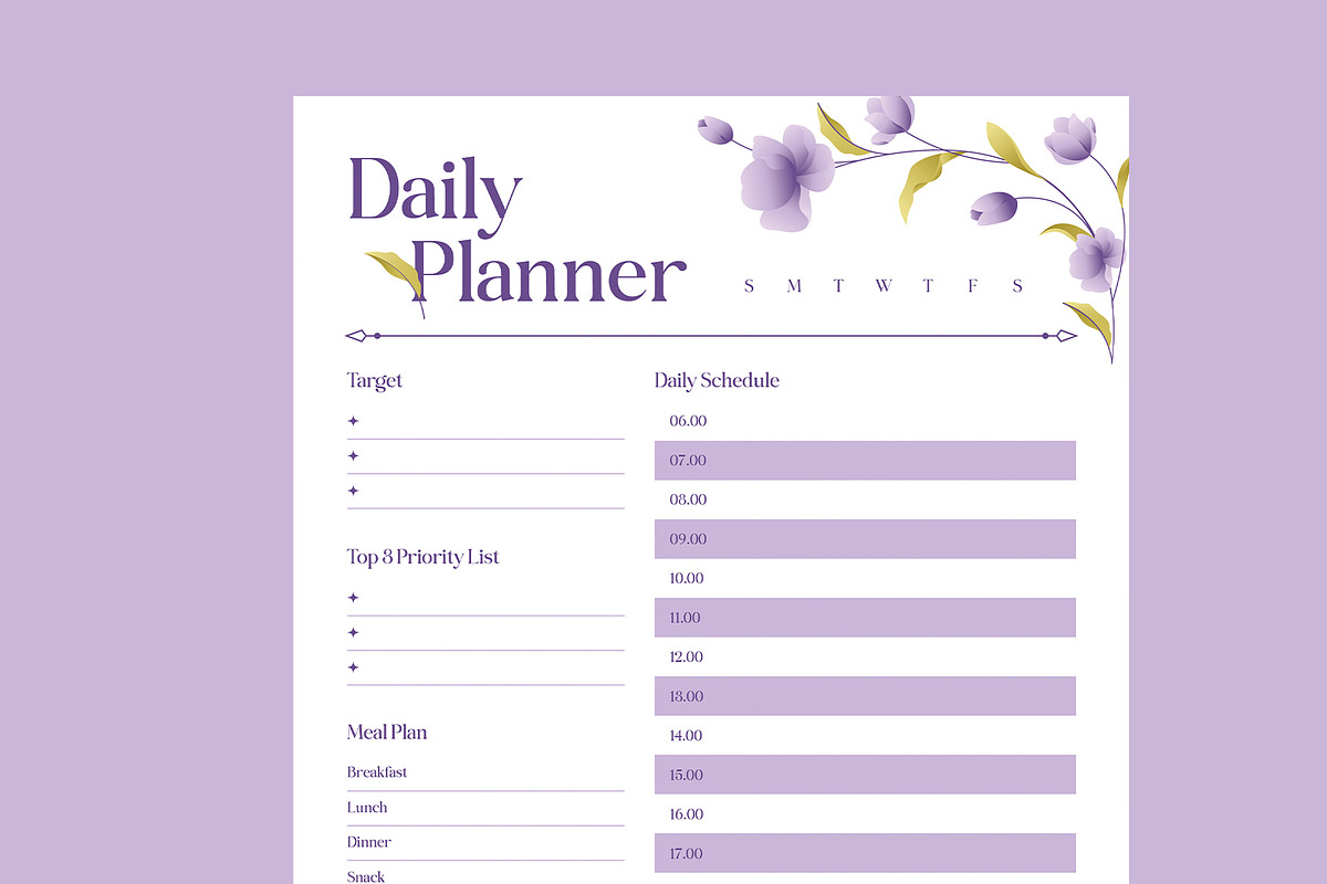 White Purple Weekly Daily Planner, a Stationery Template by Neermana (Photo 2 of 4)