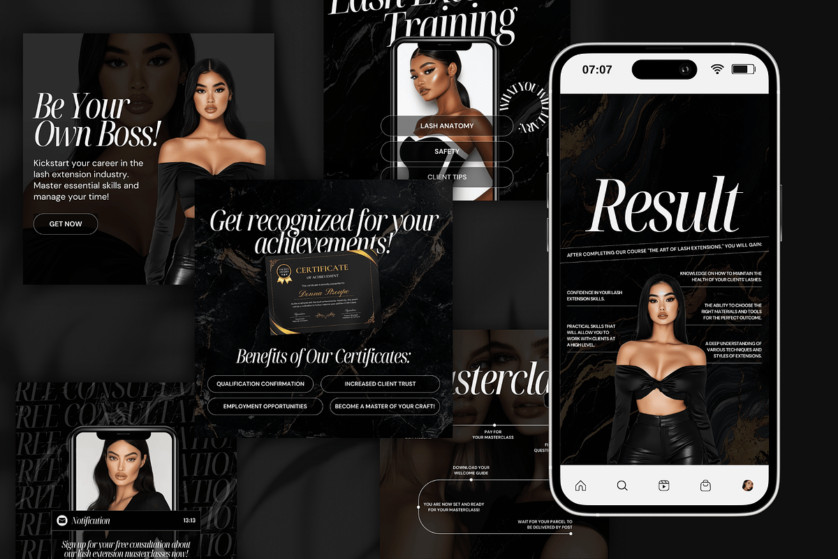 Lash Tech Trainer Canva Templates, a Social Media Template by Xenié Creative (Photo 2 of 10)