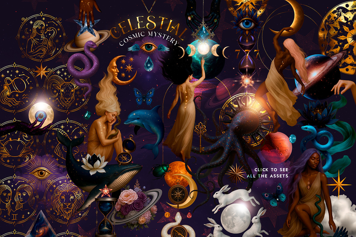 Celestial Cosmic Magic Moon Stars, an Object Graphic by Anna Babich (Photo 10 of 10)