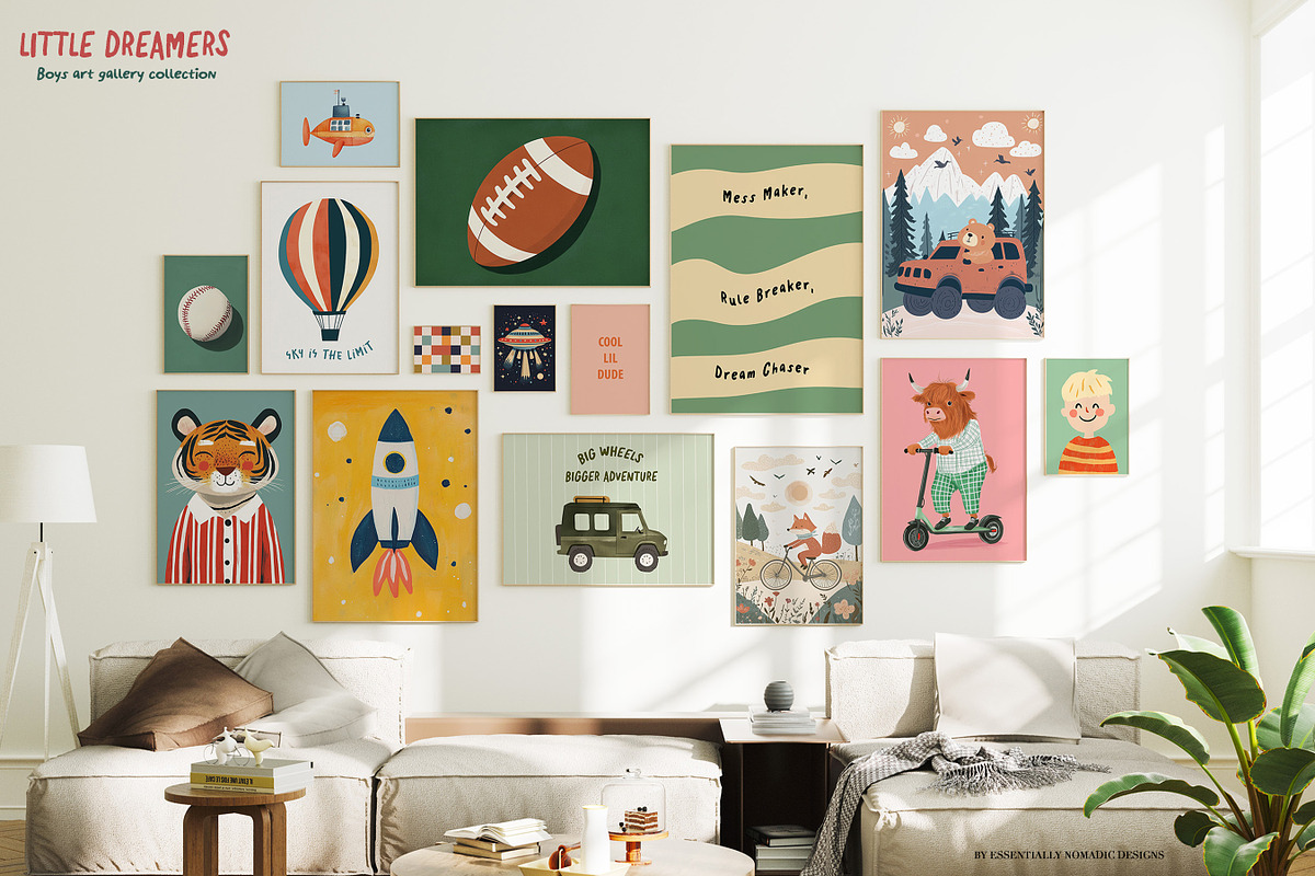 Boys Room Nursery Wall Art Prints, a Background Graphic by Essentially Nomadic (Photo 2 of 11)