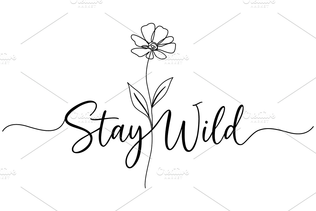 One Line Floral Stay Wild T-Shirt, an Object Illustration by Ghagra (Photo 2 of 7)
