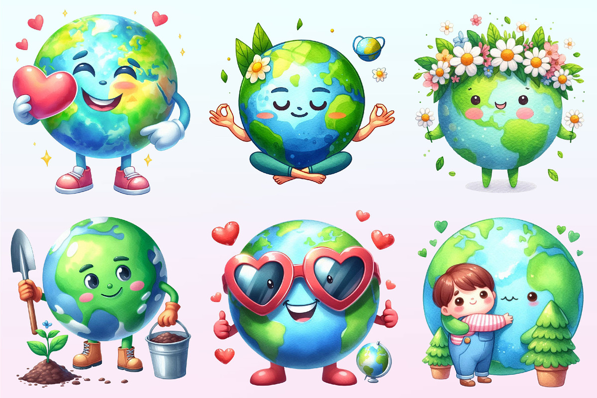 Cute Earth Clipart Sublimation, a Graphic by CitraGraphics (Photo 2 of 4)