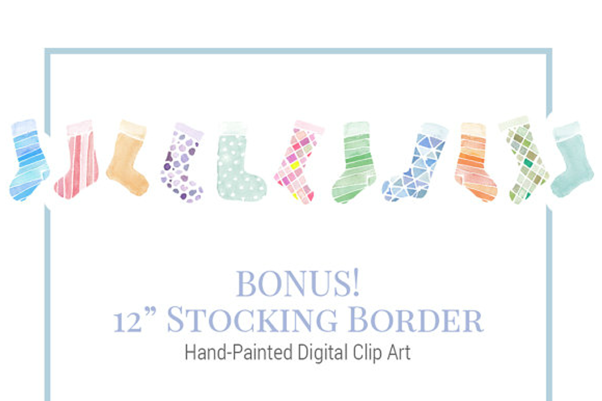 Watercolor Christmas Stockings, an Illustration by Shrimp Salad Circus (Photo 2 of 5)