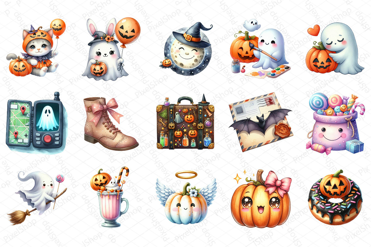 Cute Halloween Clipart, an Illustration by DreamPrint404 (Photo 2 of 5)