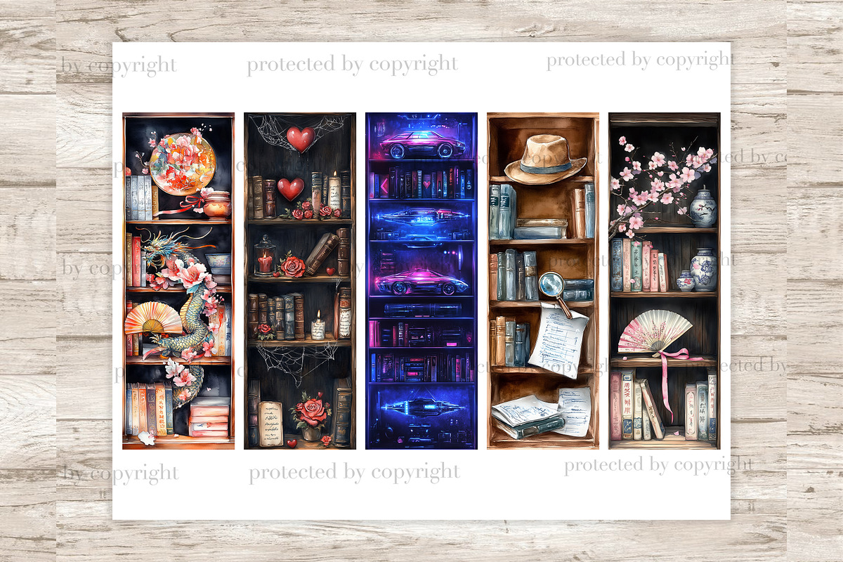 Bookcase Bookmarks, an Object Illustration by GlamArtZhanna (Photo 4 of 9)