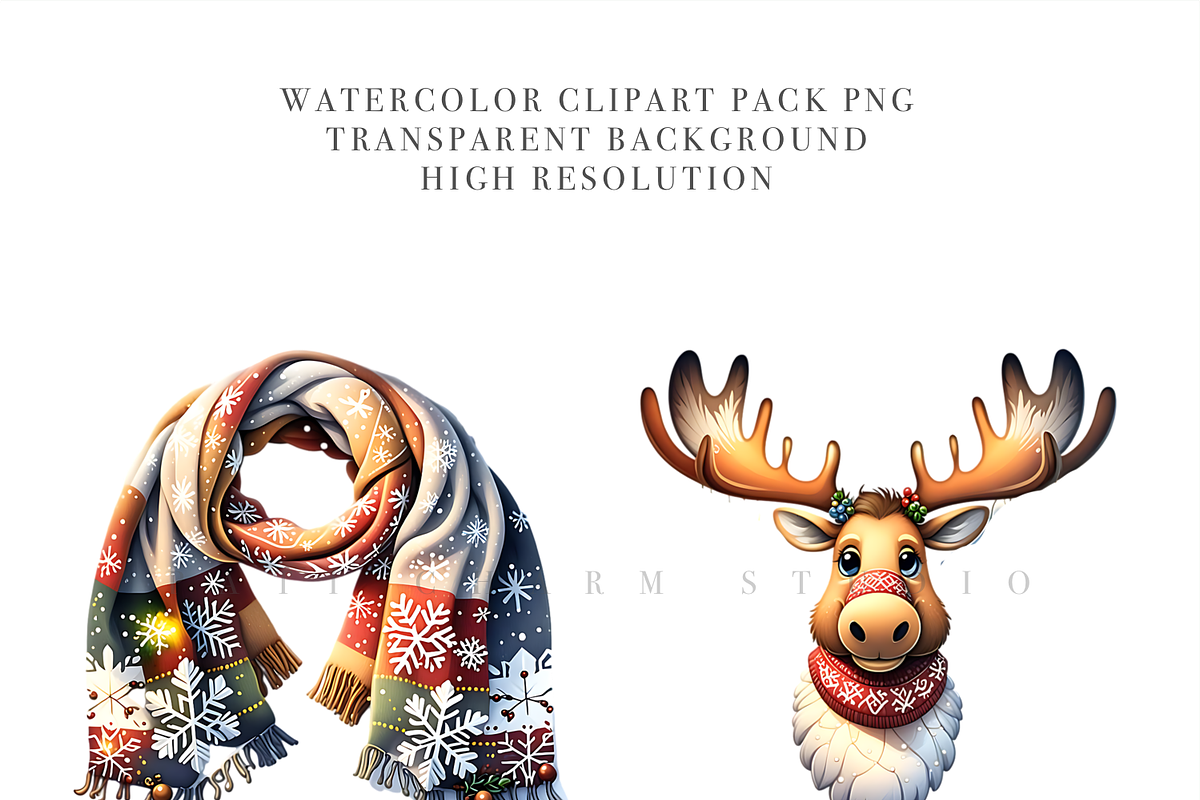 40 PNG Christmas Woodland Clipart, a Seasonal Illustration by Pati Charm Studio (Photo 4 of 8)