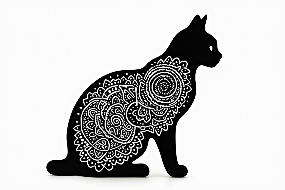 Ornate Cat Mandala Silhouette Design, an Illustration by Creativeshirt (Photo 12 of 13)