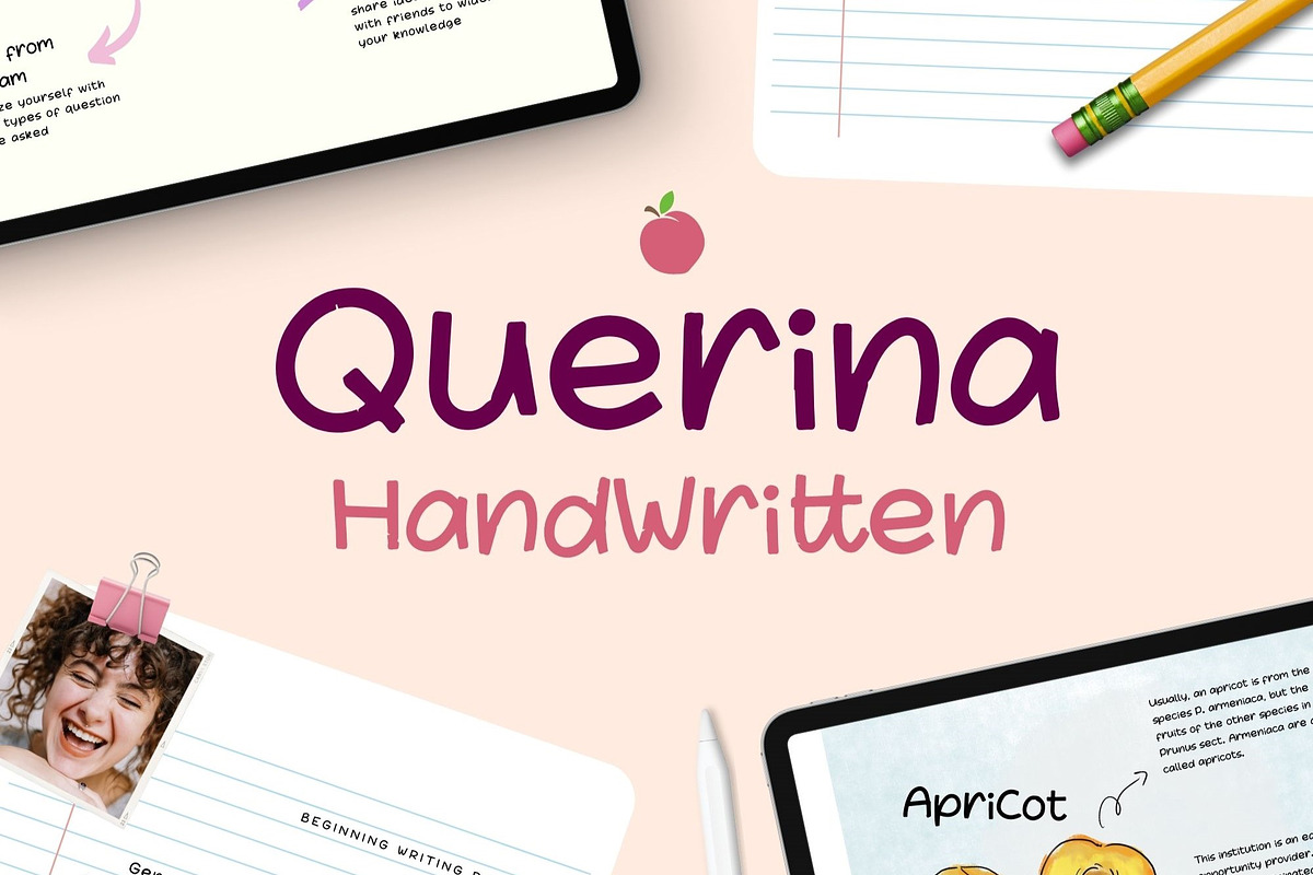Querina - Cute Handwritten Font, a Script Font by MOCOSANS (Photo 1 of 8)