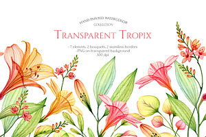 Watercolor Tropical Floral Set