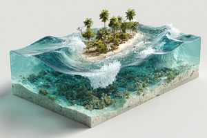Tropical Island Paradise Ocean Waves, a Photo by Pixeness Studio