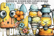 Whimsical Summer Kids Clipart Bundle, a Seasonal Illustration by Canvas Craft (Thumbnail 1 of 7)
