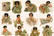 BLACK GIRL ROUTINE CLIPART PACK, a Person Illustration by Daring Digies (Thumbnail 3 of 10)
