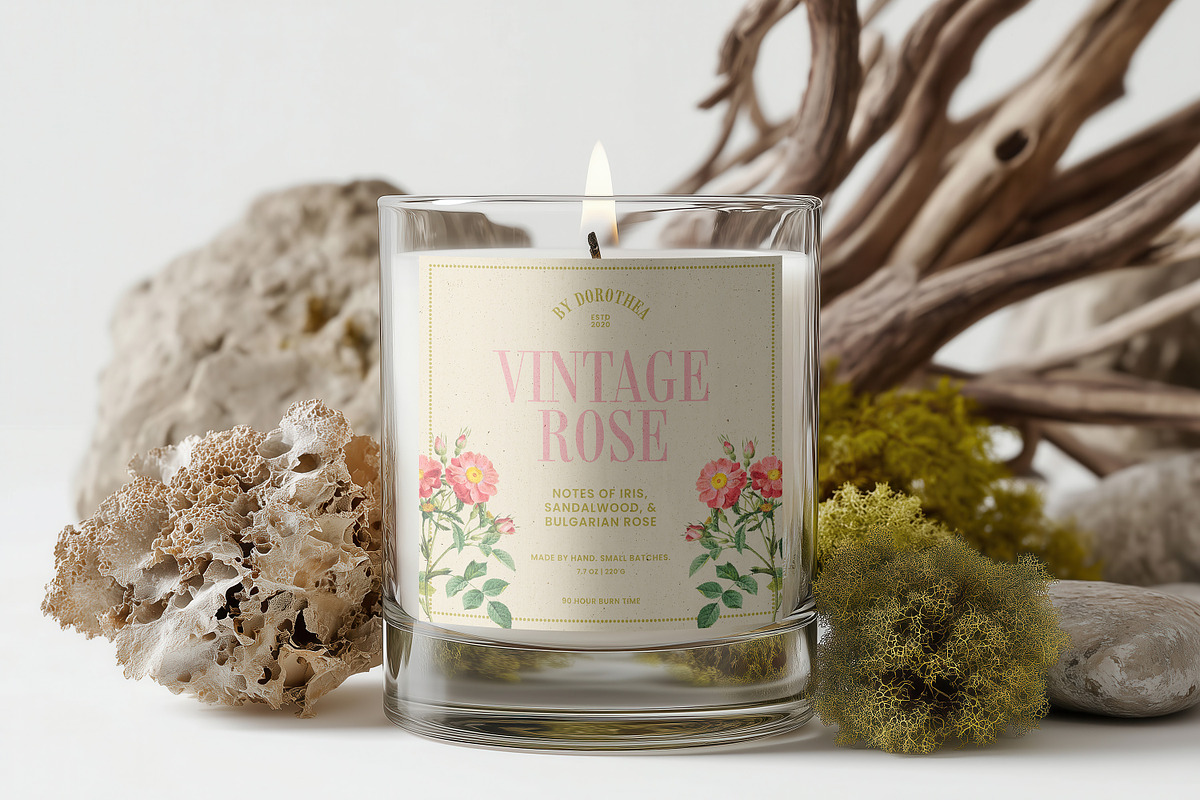 Clear Glass Organic Style Candle, a Household Mockup by 1001 mockups (Photo 8 of 8)