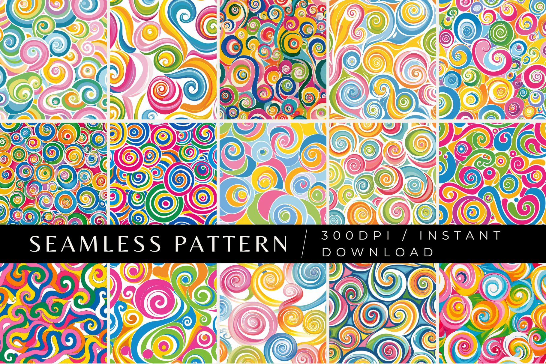 15 Playful Swirls Seamless Patterns, a Pattern Graphic by Inknfolly