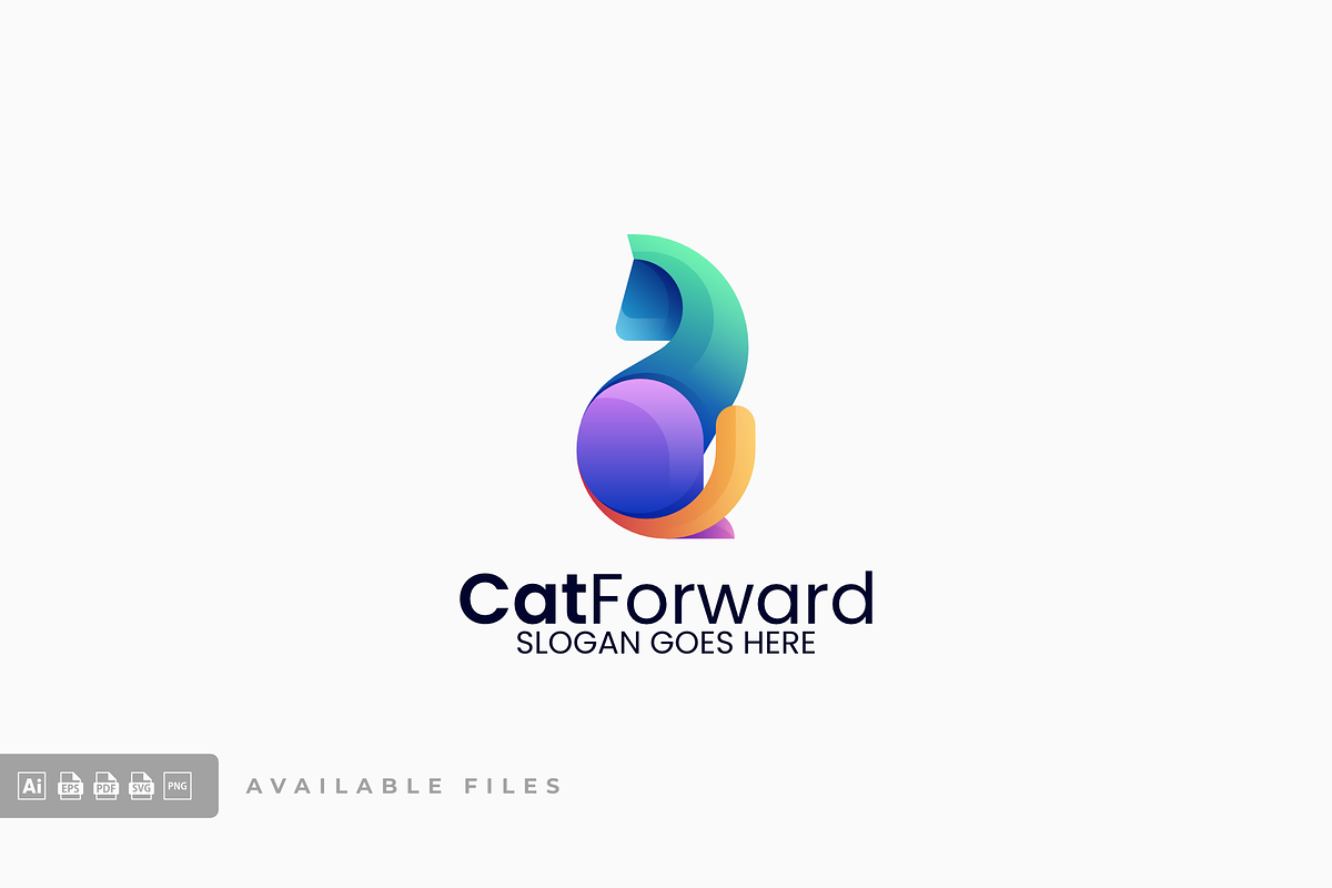 Cat Forward Gradient Colorful Logo, a Branding & Logo Template by ivan_artnivora
