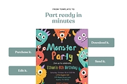 Monster Birthday Party Invitation, an Invitation Template by heynomi (Thumbnail 18 of 19)