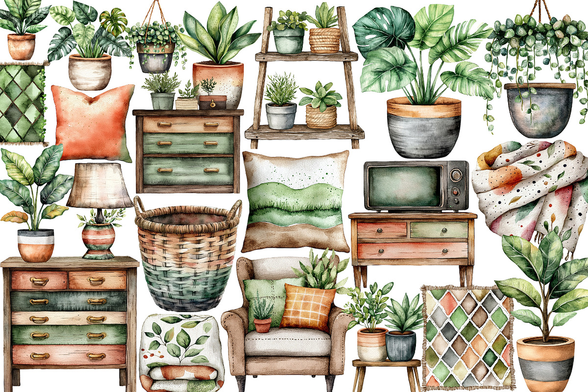 Watercolor Furniture Clipart, an Illustration by Libby Wishes (Photo 2 of 3)