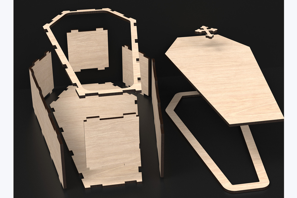 3D Coffin Box Laser Cutting Files, an Object Graphic by ThemeXDigital (Photo 8 of 8)