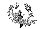Fairy Moon Butterfly Silhouette, an Object Illustration by Gaye Art (Thumbnail 10 of 31)