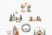 Nativity scene, watercolor clipart, a Seasonal Illustration by Invite to Clipart (Thumbnail 2 of 5)