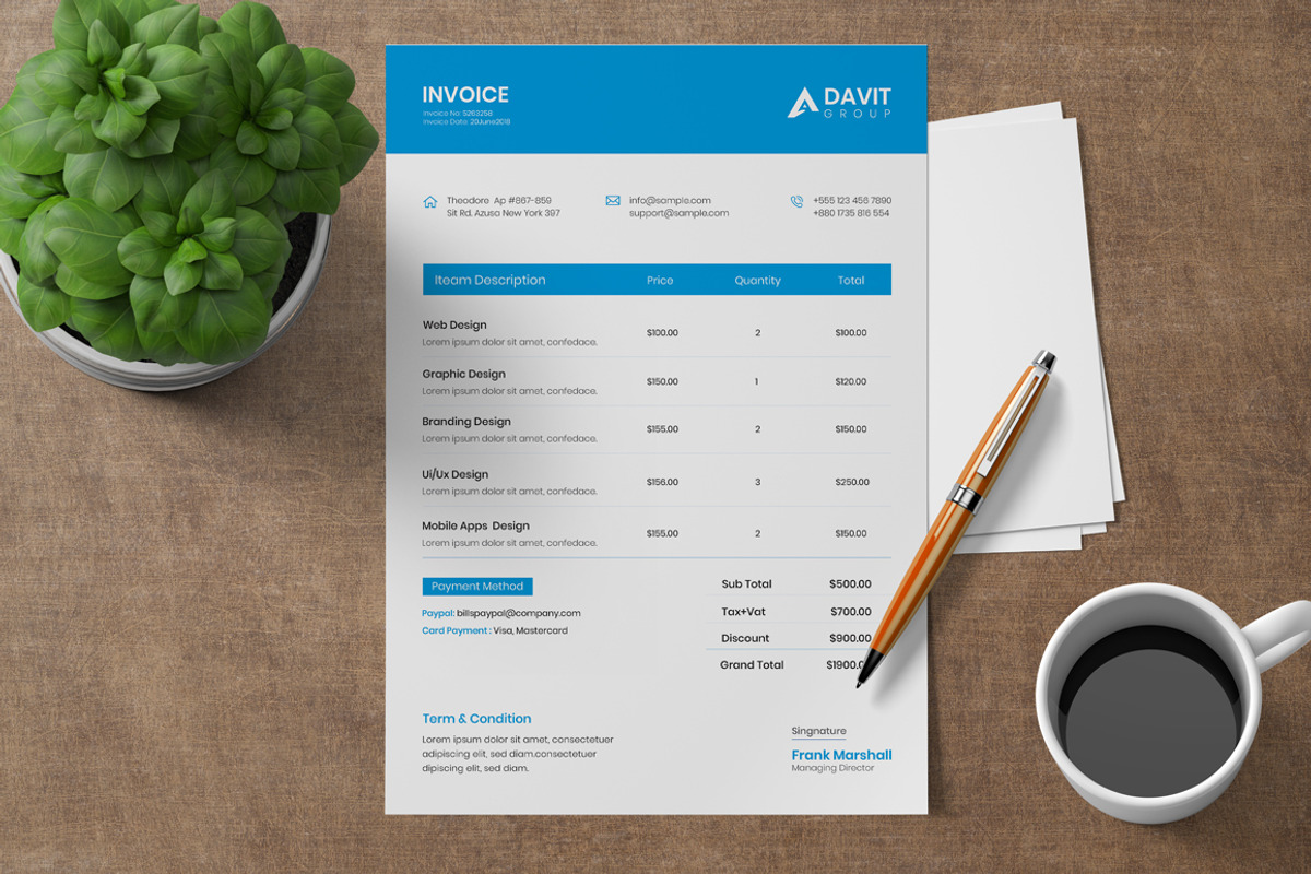 Invoice- Doc, Pdf, Psd, Ai, Eps, a Stationery Template by UI_Expert (Photo 2 of 7)