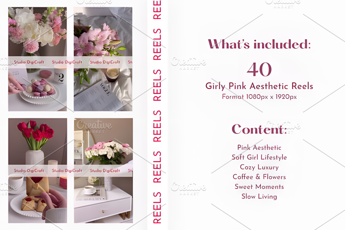 Pink Soft Girl Reels Pack, a Marketing Template by Ink Gallery (Photo 2 of 5)