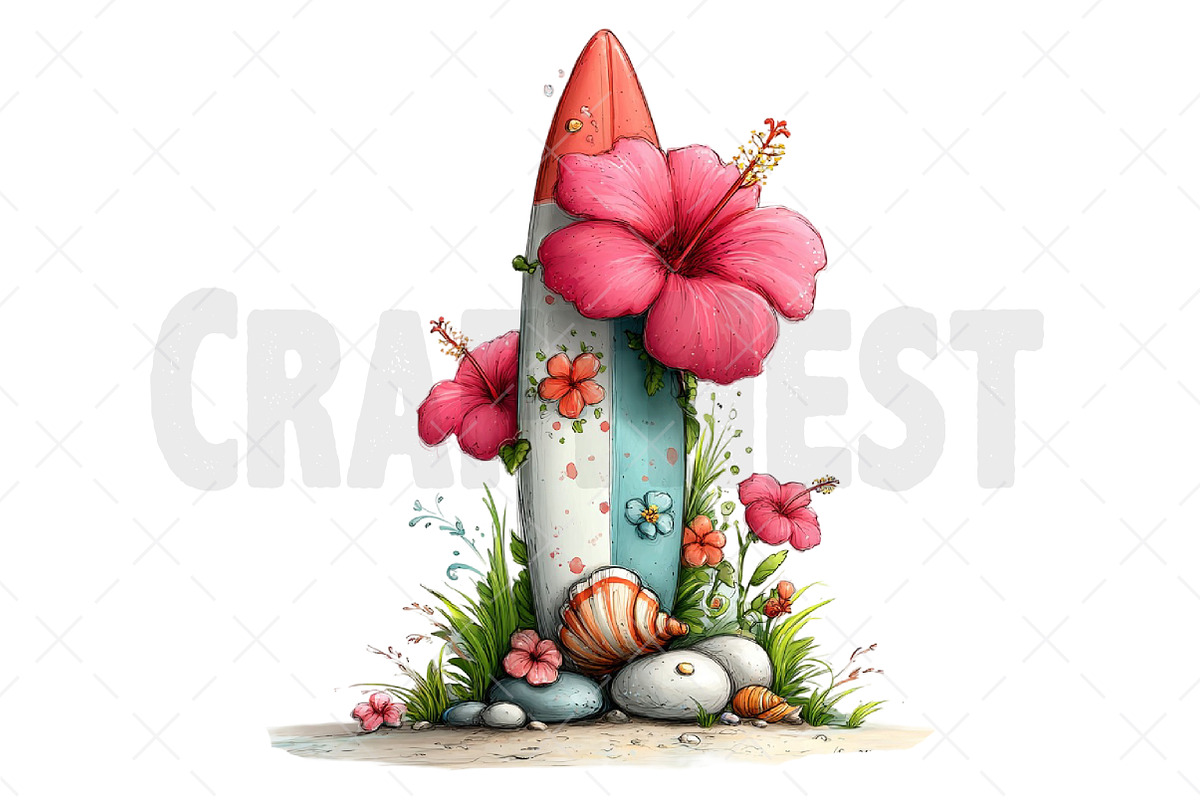 Whimsical Summer Surfboard Clipart, an Illustration by Craft Nest (Photo 12 of 12)