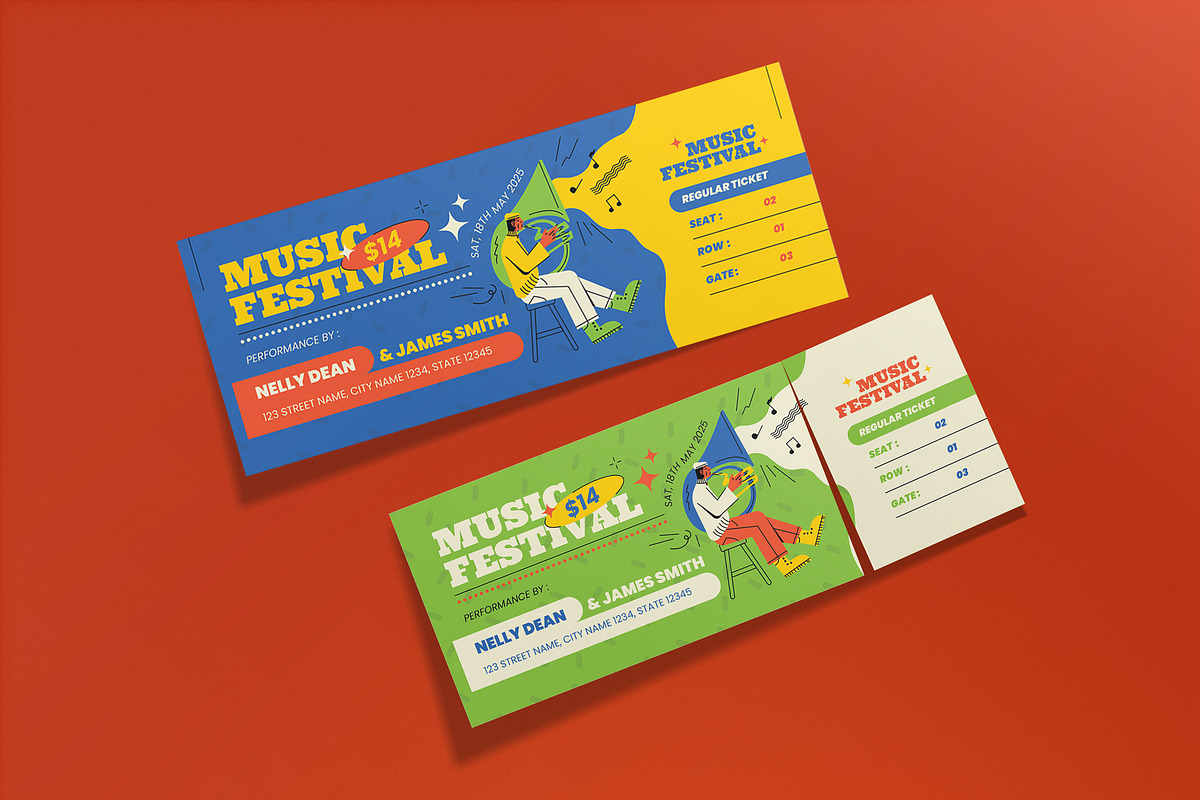 Ticket Music Festival, a Card Template by graphicook (Photo 3 of 3)