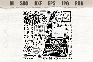 Stencil Vintage Writing Desk, an Object Illustration by MARYCRAFTIRIA