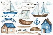 Nautical watercolor collection, a Transportation Illustration by Marina Ermakova (Thumbnail 2 of 7)
