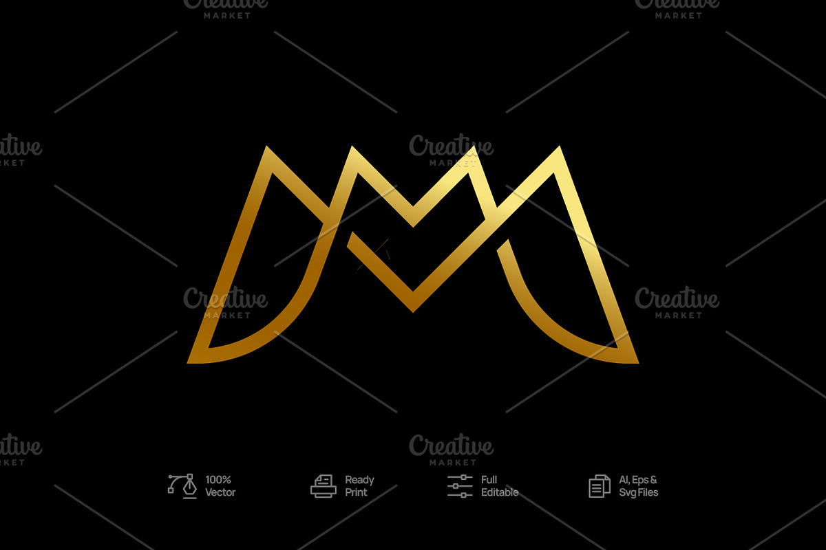 Gold Luxury Monogram Letter M Logo, a Branding & Logo Template by Minimalist Logos