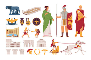 Ancient Rome symbols and characters, a Person Illustration by Good Studio