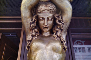 Mythologic golden statue of woman sculpture, an Arts & Entertainment Photo by DanFLCreativo
