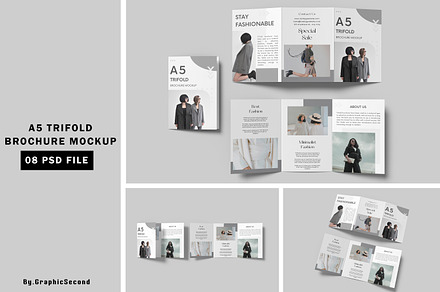 A5 Trifold Brochure Mockup