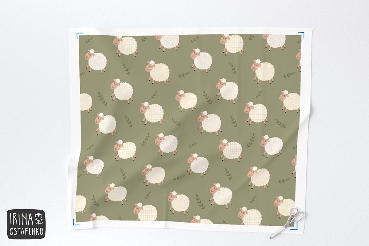 Cute Sheep Seamless Pattern, a Wallpaper Graphic by Irina Ostapenko (Photo 3 of 5)
