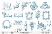 105 line art French Chateau clip art, a Seasonal Illustration by Poppy Lane Studio (Thumbnail 9 of 13)