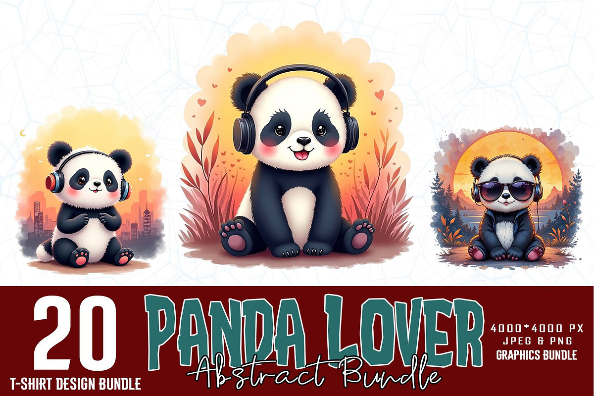 Panda Lover T-shirt Design Bundle, an Illustration by Sofia's Fashion (Photo 1 of 3)