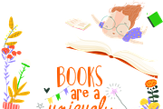 Frame with flying Girl, Books, an Education Illustration by Maria Starus (Thumbnail 3 of 3)