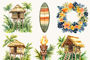 Watercolor Cute Hawaiian Clipart, an Object Illustration by SparkyDesignsUS (Thumbnail 6 of 9)